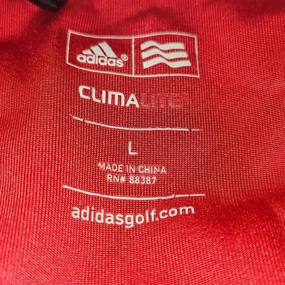 Adidas‎ Climalite Mens Red Gray Striped Polo Golf Shirt Large